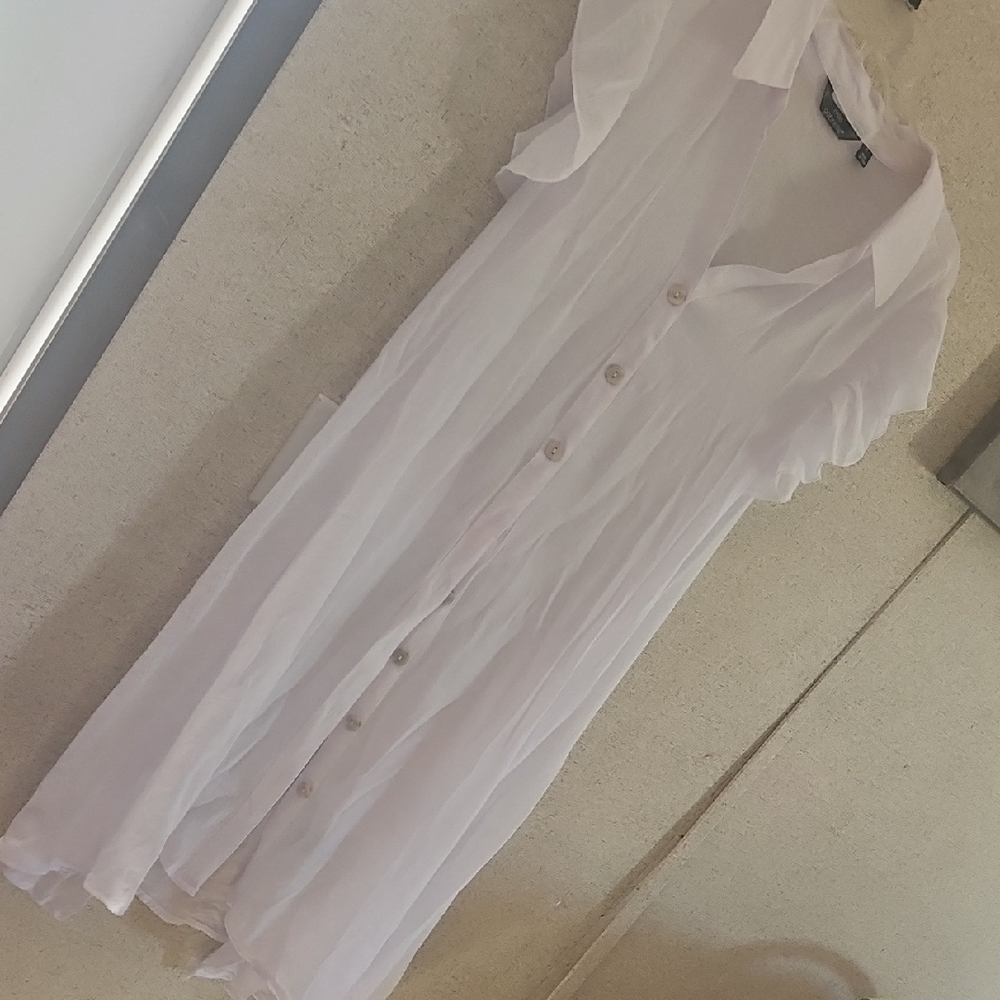 Mlle Gabrielle White Sheer Button-Front Top